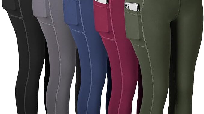 CHRLEISURE Leggings with Pockets for Women (3‑Pack) – High‑Waisted Tummy Control Yoga & Workout Pants